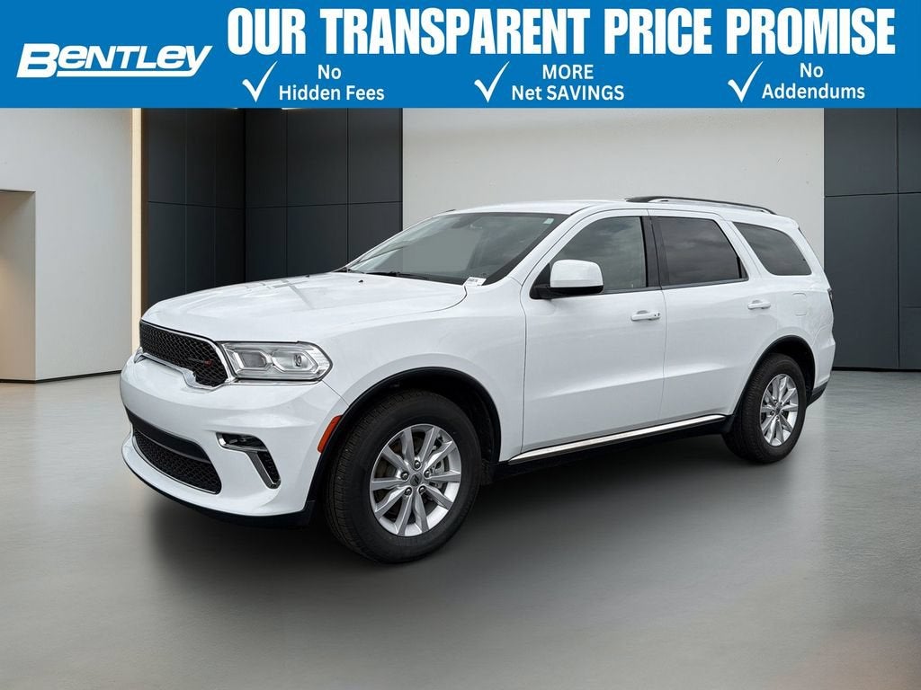 2021 Dodge Durango SXT Plus RWD in White — front three-quarter view