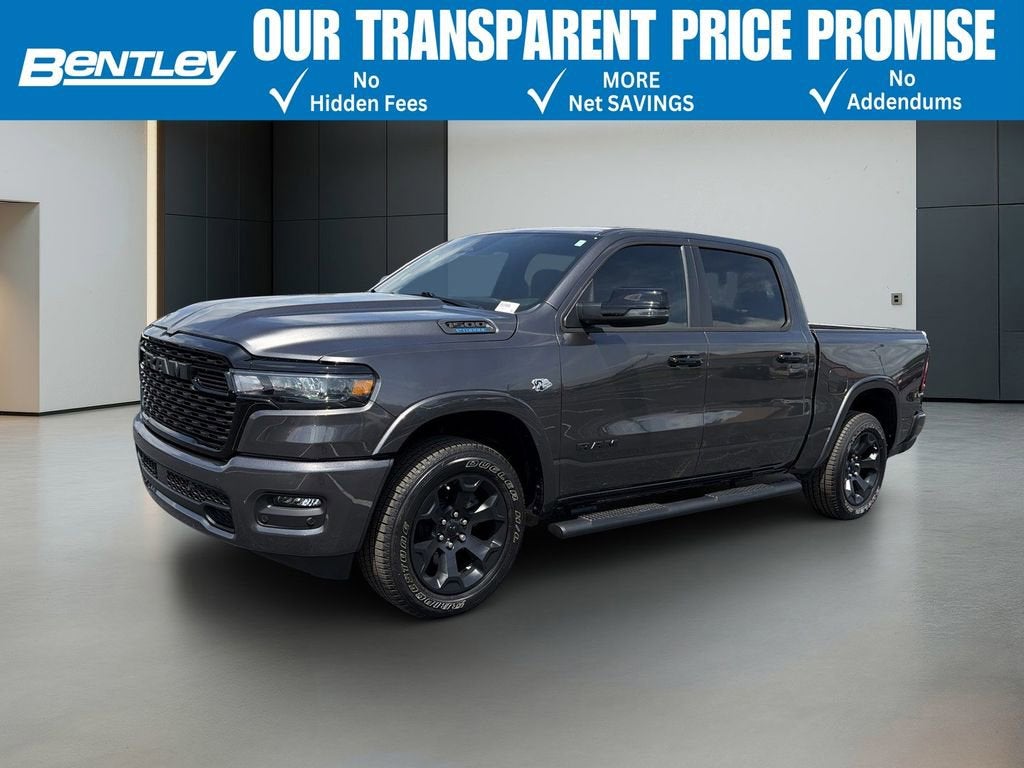 2026 RAM 1500 Big Horn Crew Cab 4x4 5'7" Box in Gray — front three-quarter view