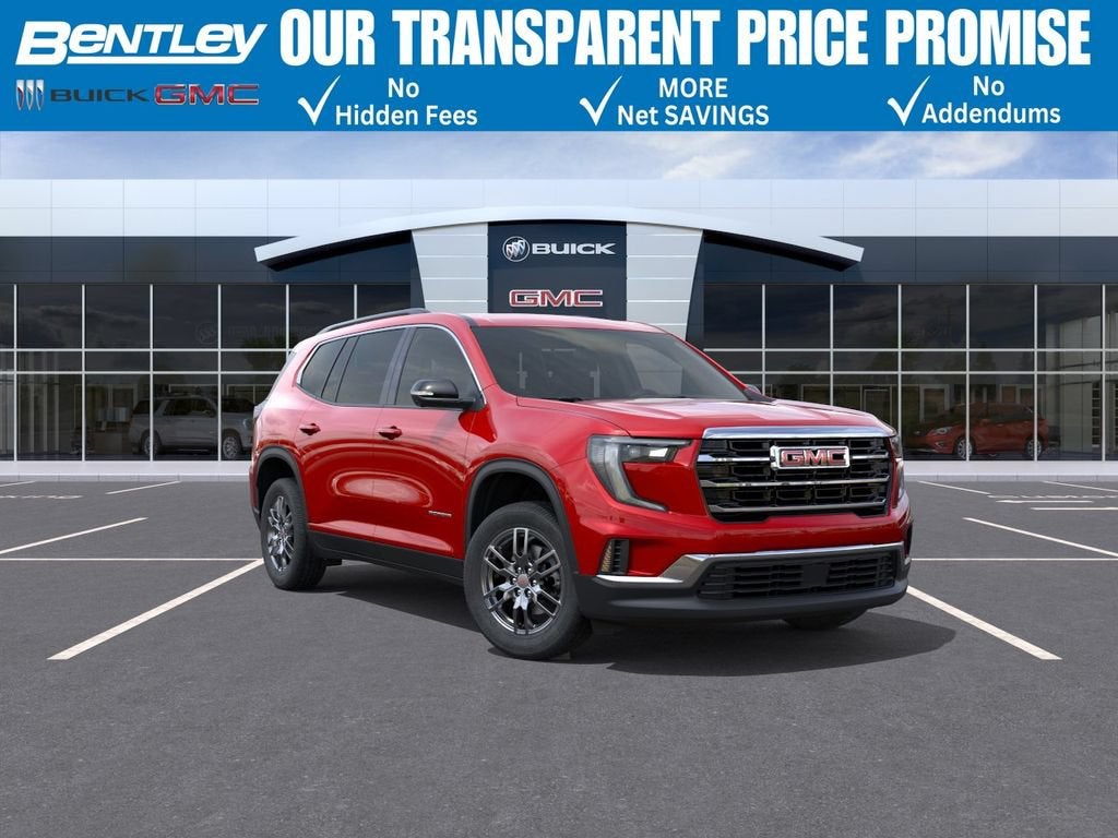 2026 GMC Acadia Elevation in Volcanic Red Tintcoat — front three-quarter view