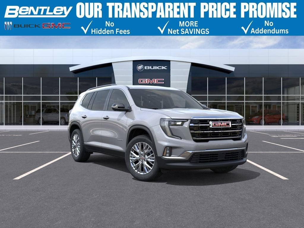 2026 GMC Acadia Elevation in Sterling Metallic — front three-quarter view