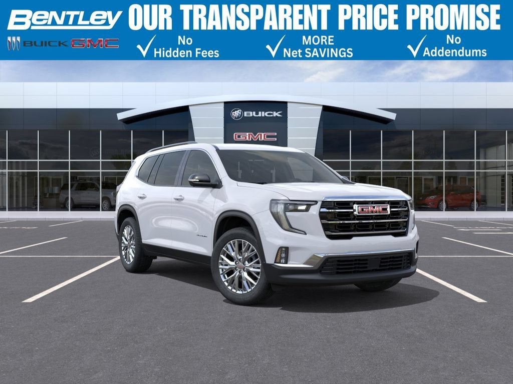 2026 GMC Acadia Elevation in Summit White — front three-quarter view