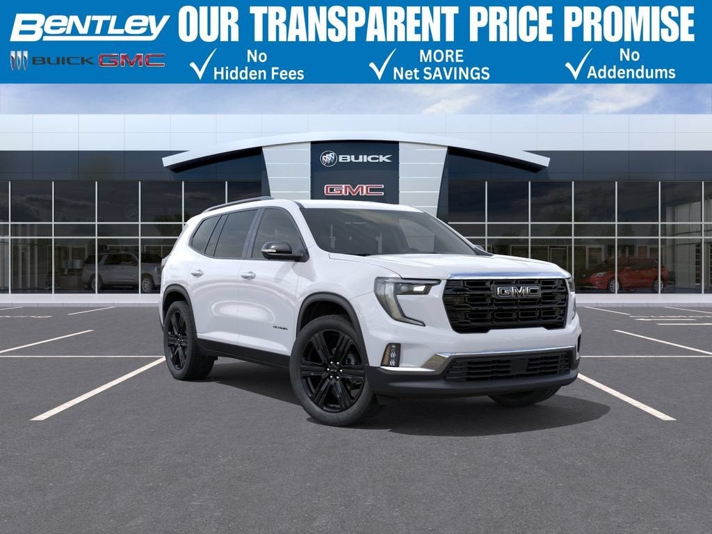 2026 GMC Acadia Elevation in Summit White — front three-quarter view