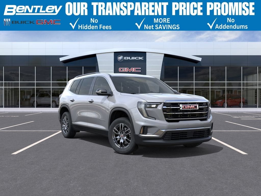 2026 GMC Acadia Elevation in Sterling Metallic — front three-quarter view