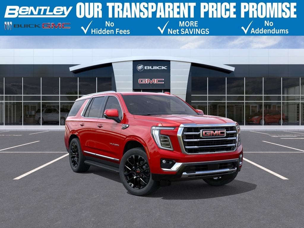 2026 GMC Yukon Elevation in Volcanic Red Tintcoat — front three-quarter view