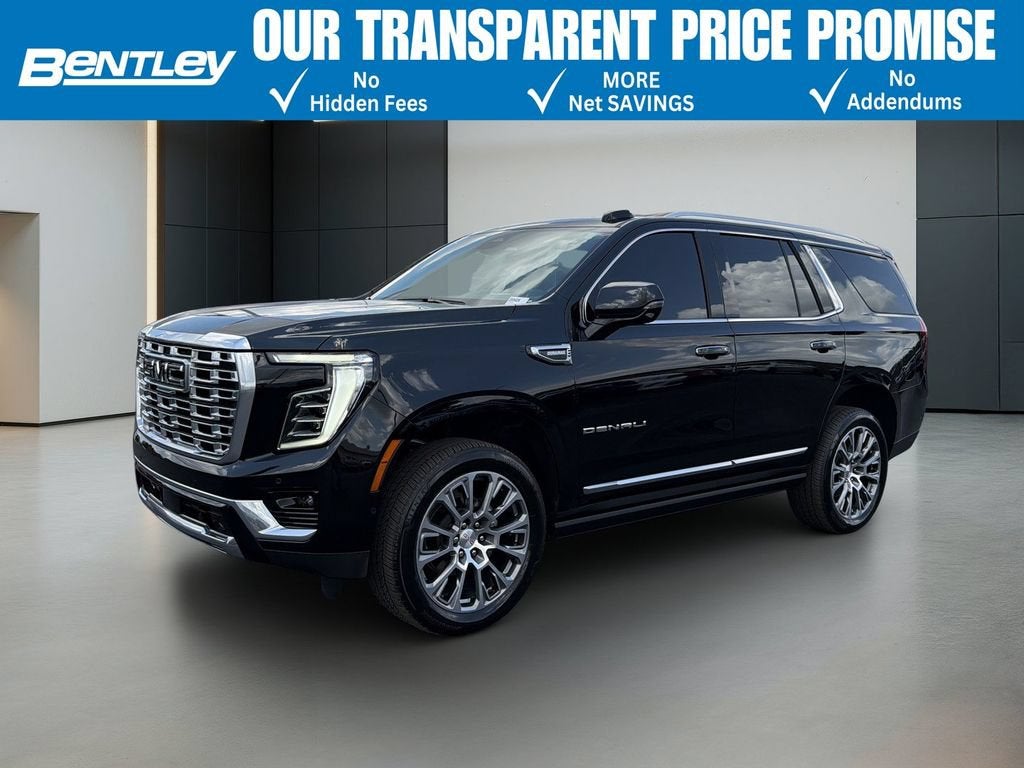 2025 GMC Yukon Denali in Onyx Black — front three-quarter view