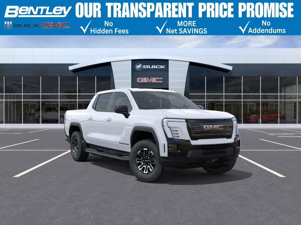 2026 GMC Sierra EV Elevation Standard Range in Summit White — front three-quarter view