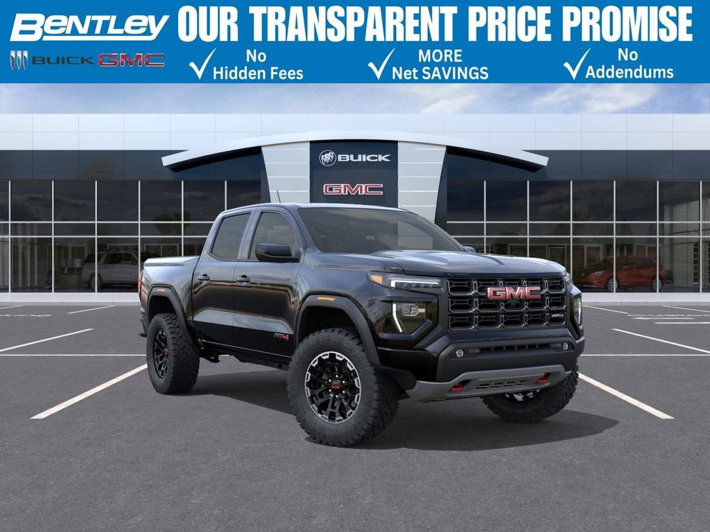 2026 GMC Canyon AT4 in Onyx Black — front three-quarter view
