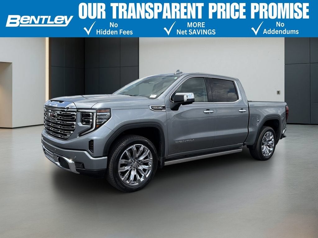 2024 GMC Sierra 1500 Denali in Sterling Metallic — front three-quarter view