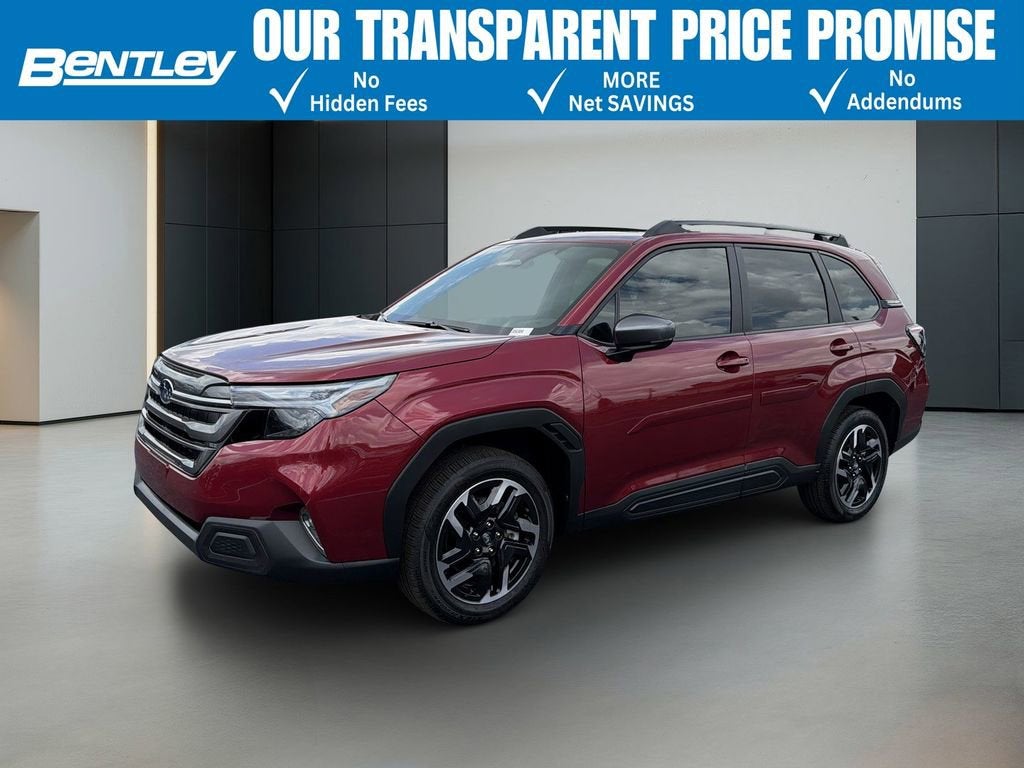 2026 Subaru Forester Limited in Red — front three-quarter view