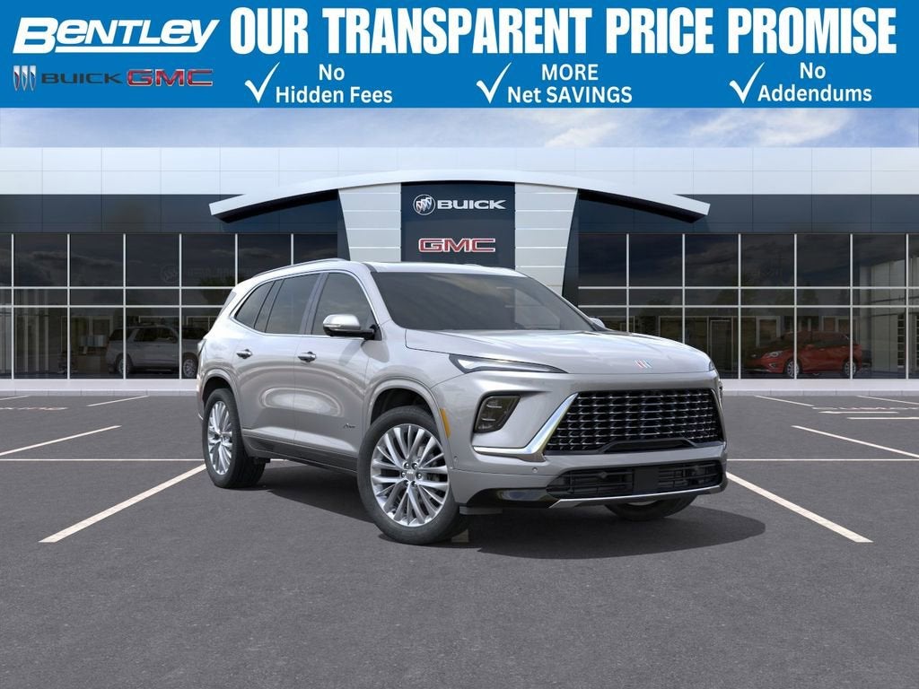 2026 Buick Enclave Avenir in Moonstone Gray Metallic — front three-quarter view
