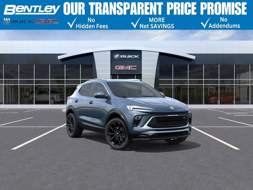 2026 Buick Encore GX Sport Touring in Ocean Blue Metallic — front three-quarter view