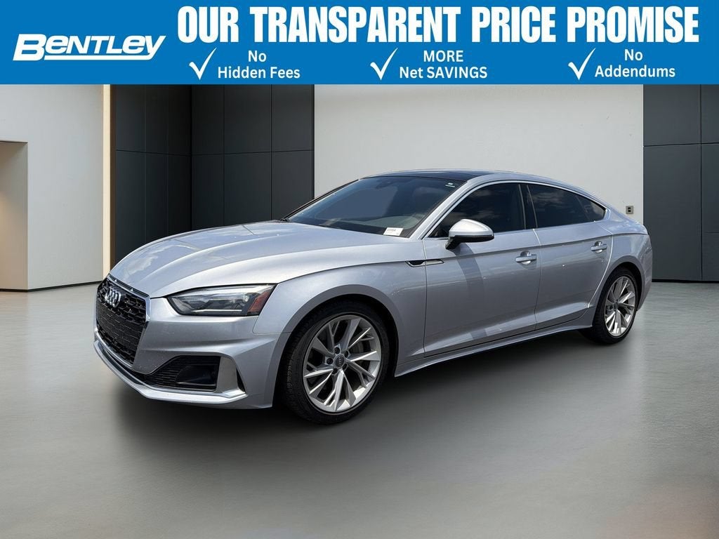 2020 Audi A5 Sportback Premium 45 TFSI quattro S tronic in Silver — front three-quarter view