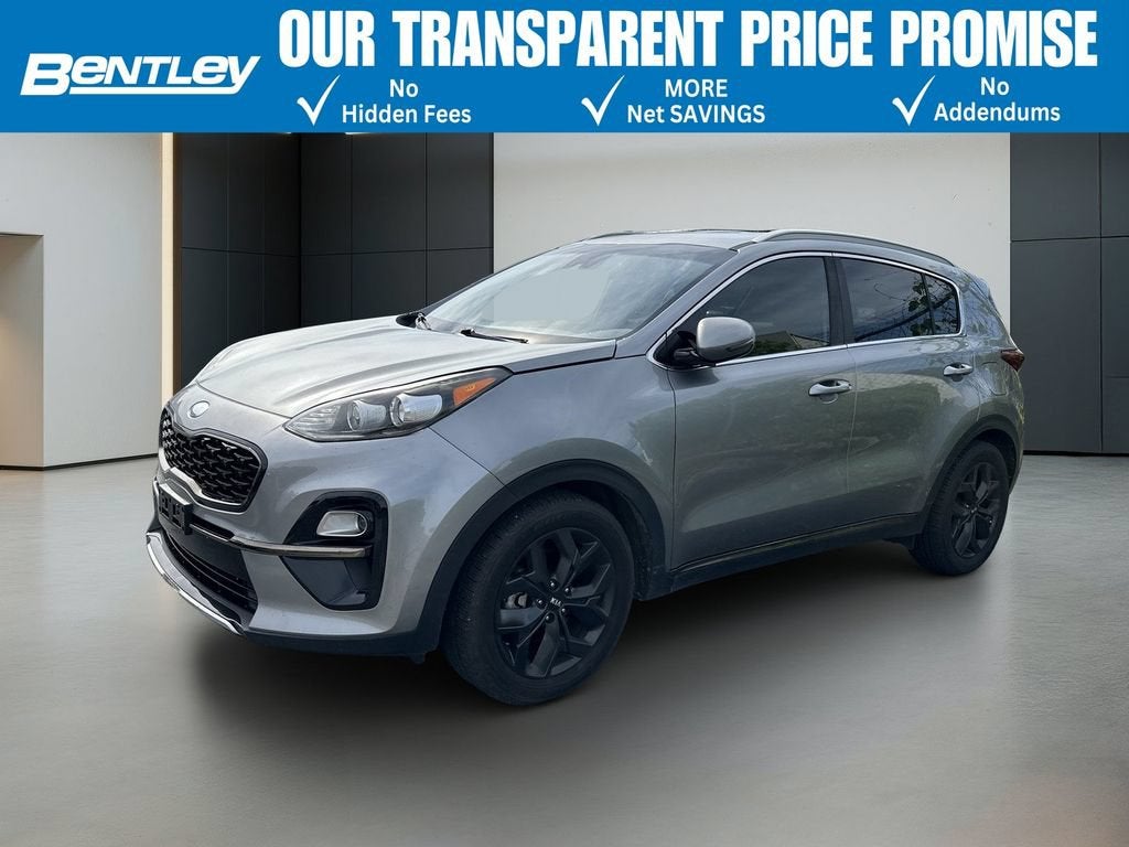 2020 Kia Sportage S in Silver — front three-quarter view