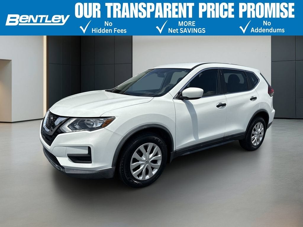 2018 Nissan Rogue S in White — front three-quarter view