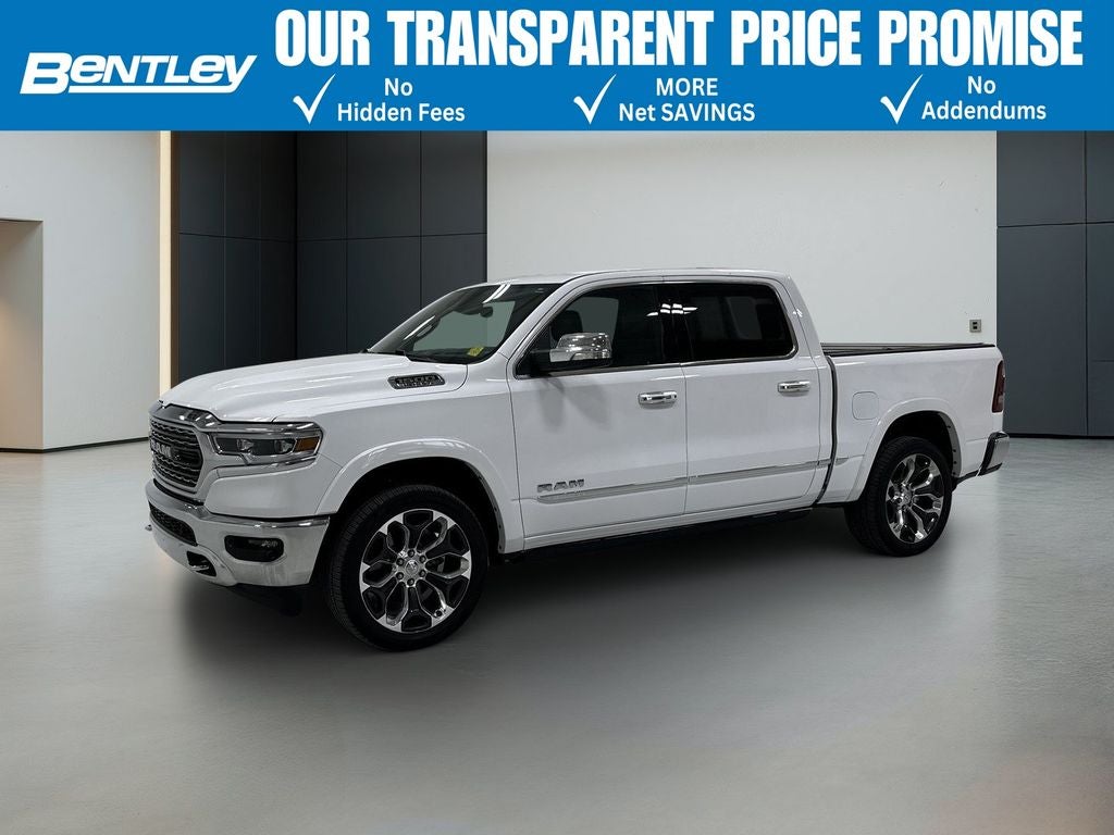2022 RAM 1500 Limited in Bright White Clearcoat — front three-quarter view