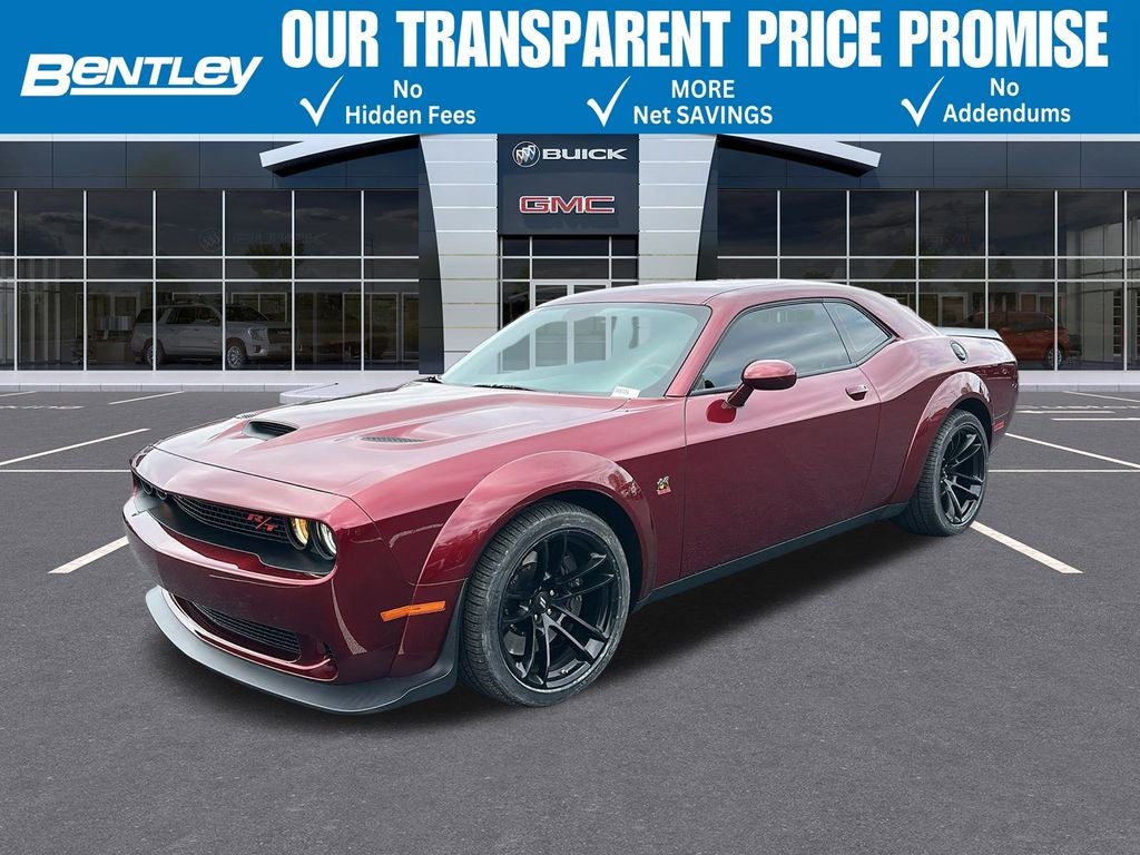 2023 Dodge Challenger R/T Scat Pack Widebody in Octane Red Pearlcoat — front three-quarter view