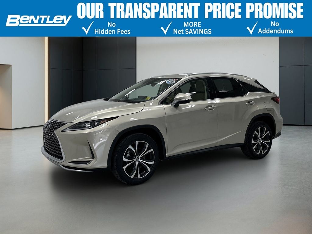 2021 Lexus RX 350 in Moonbeam Beige Metallic — front three-quarter view