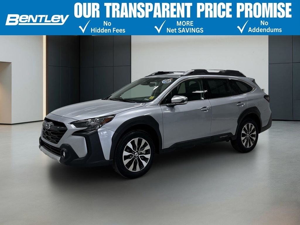 2025 Subaru Outback Touring XT in Ice Silver Metallic — front three-quarter view